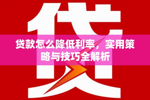二仑贷款怎么降低利率，实用策略与技巧全解析
