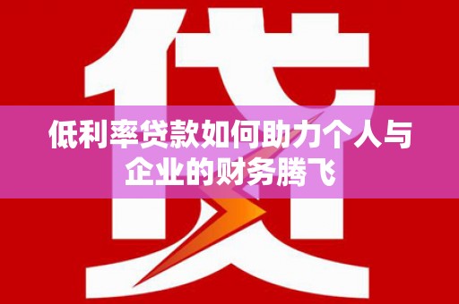 二仑低利率贷款如何助力个人与企业的财务腾飞