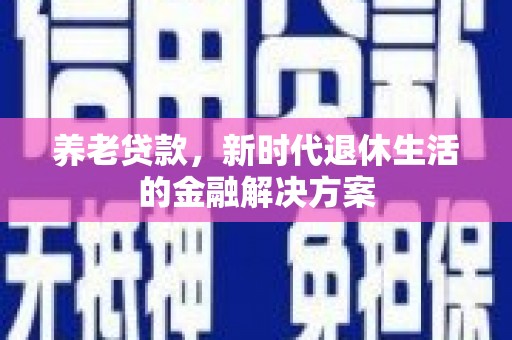 二仑养老贷款，新时代退休生活的金融解决方案