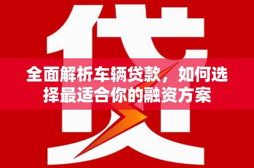 二仑全面解析车辆贷款，如何选择最适合你的融资方案