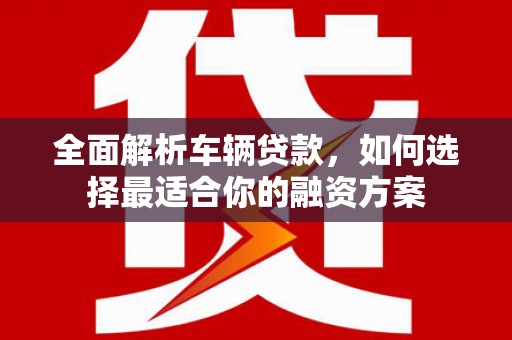 二仑全面解析车辆贷款，如何选择最适合你的融资方案