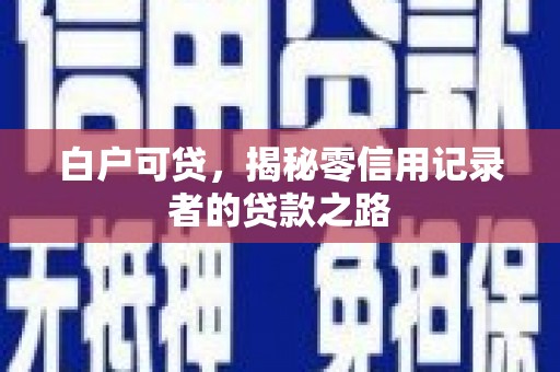 二仑白户可贷，揭秘零信用记录者的贷款之路
